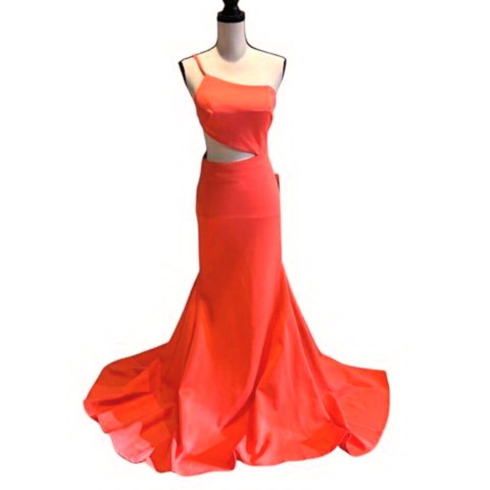 Jovani Coral Orange Cut Out Gown Prom